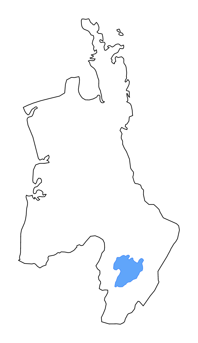 Mapa de contorno de Waikato, New Zealand con lagos y ríos.