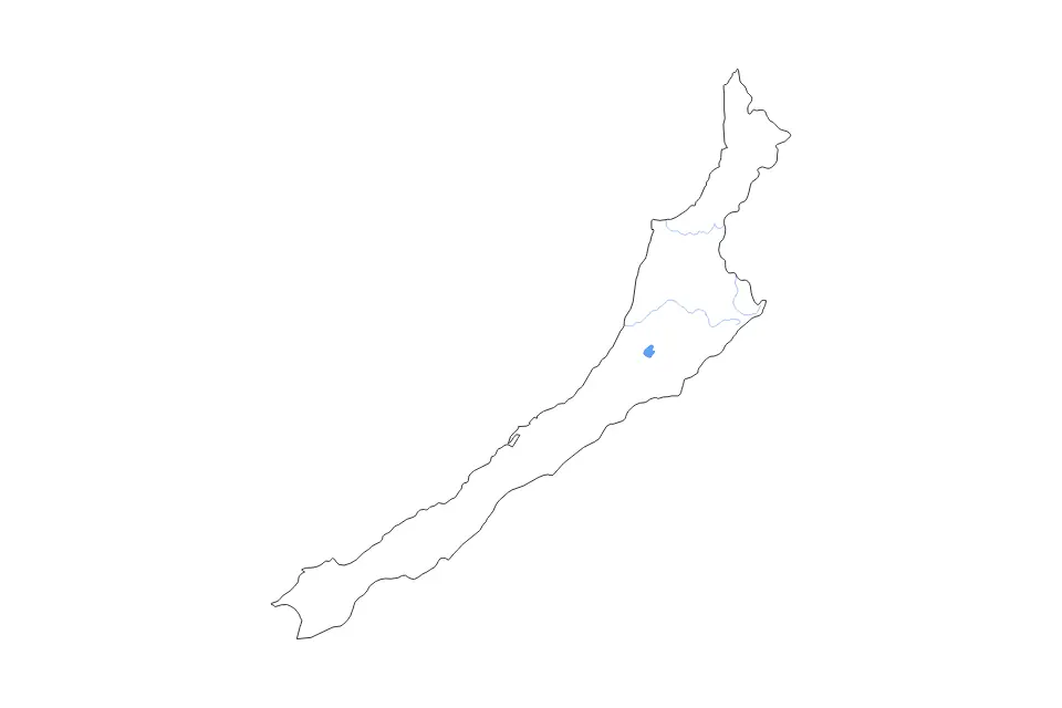 Mapa de West Coast, New Zealand de tipo contorno, lagos y ríos para Oceanía, con contorno, lagos y ríos con elementos de agua como Lake Brunner.