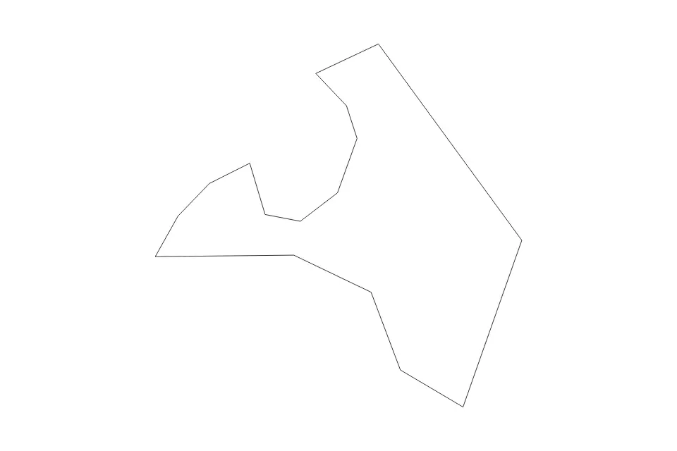 Outline map of Ngatpang Administrative Area, Palau with subdivision borders.