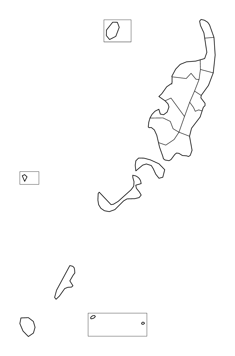 Mapa de contorno de Palau con límites administrativos internos.