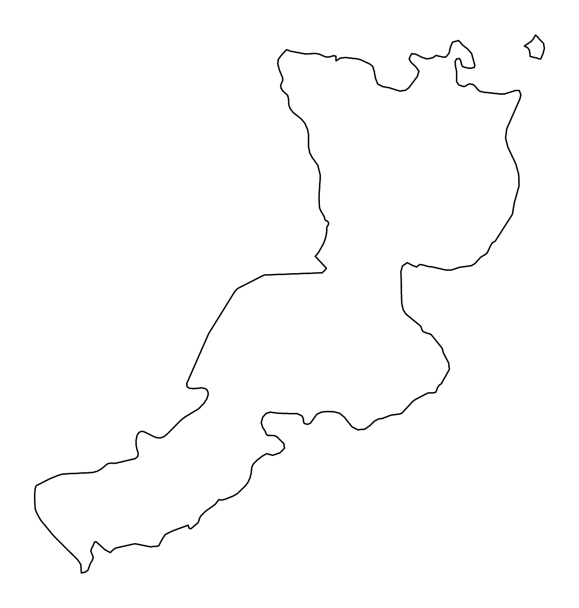 Mapa de contorno de East New Britain, Papua New Guinea con ríos.