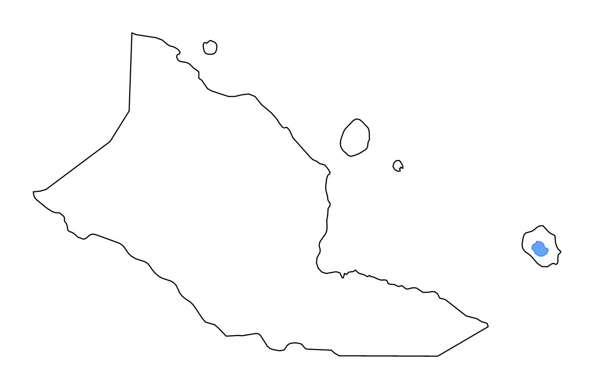 Outline map of Madang, Papua New Guinea with lakes and rivers.