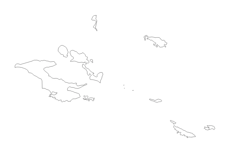 Mapa de Milne Bay, Papua New Guinea de tipo contorno para Oceanía, con contorno con límites limpios.