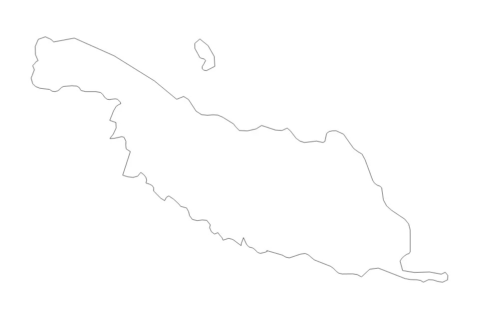 Outline map of Makira-Ulawa, Solomon Islands with subdivision borders.
