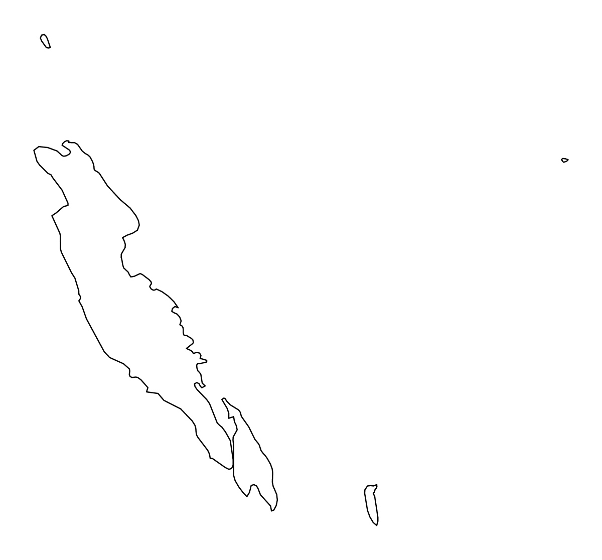 Carte de contour de Malaita, Solomon Islands.