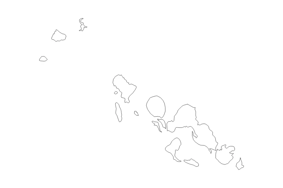 Outline map of Western, Solomon Islands with subdivision borders.