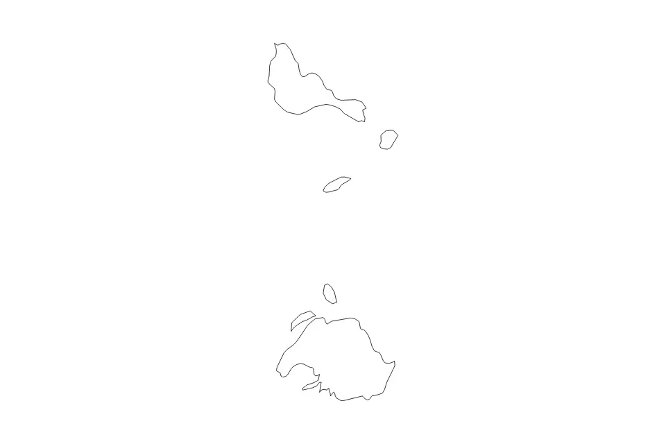 Outline map of Shefa, Vanuatu with subdivision borders.
