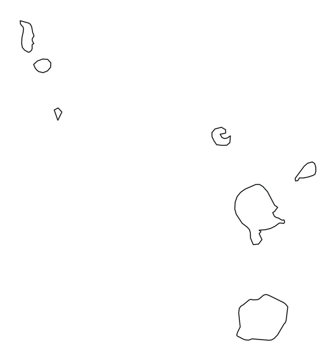 Mapa de contorno de Torba, Vanuatu.