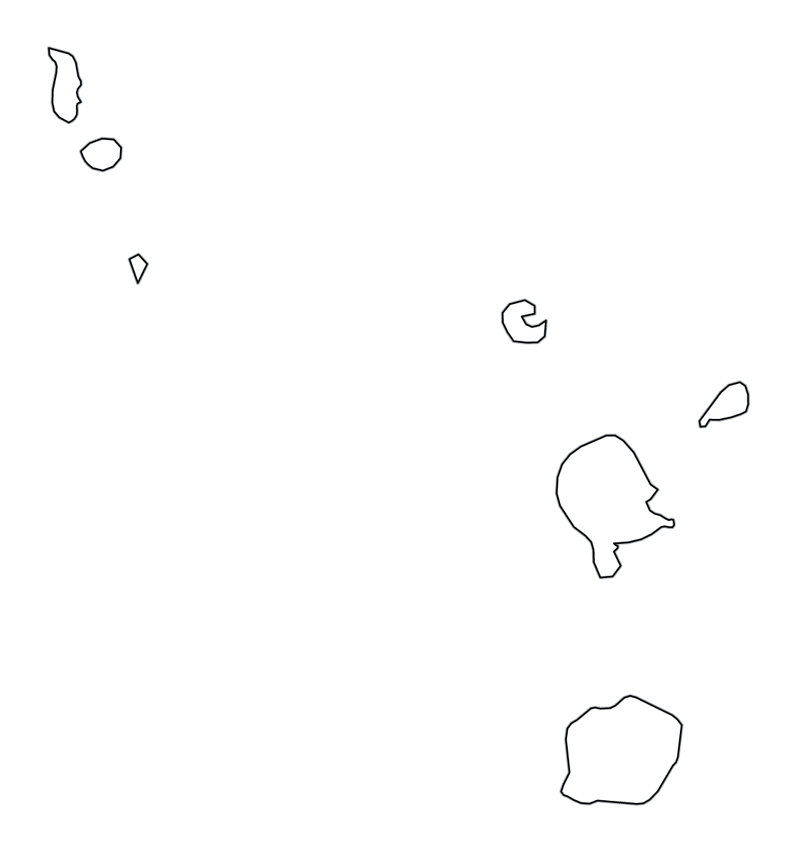 Mapa de contorno de Torba, Vanuatu.