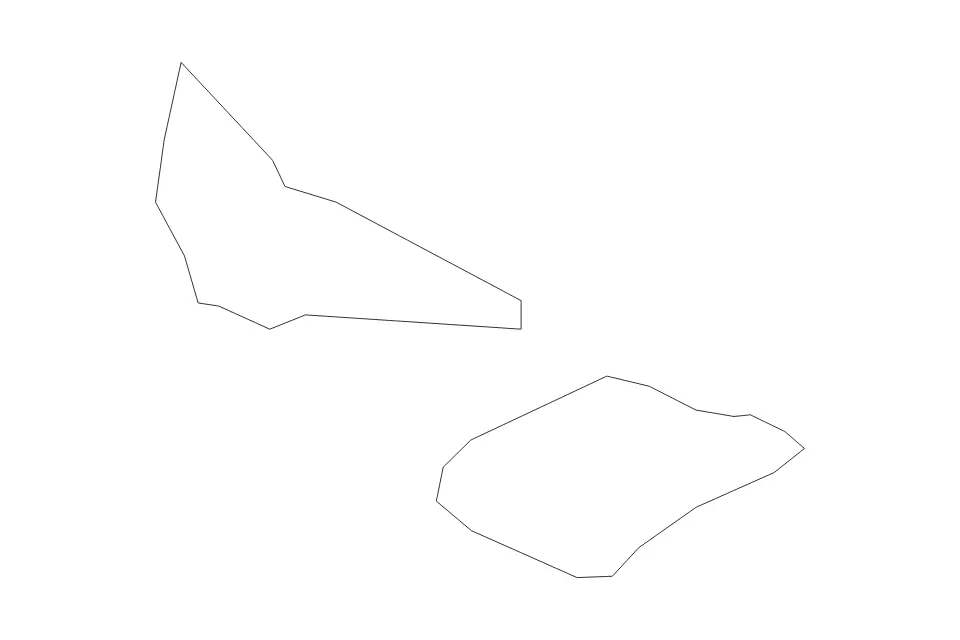 Outline map of Alo Administrative Area, Wallis And Futuna Islands with subdivision borders.