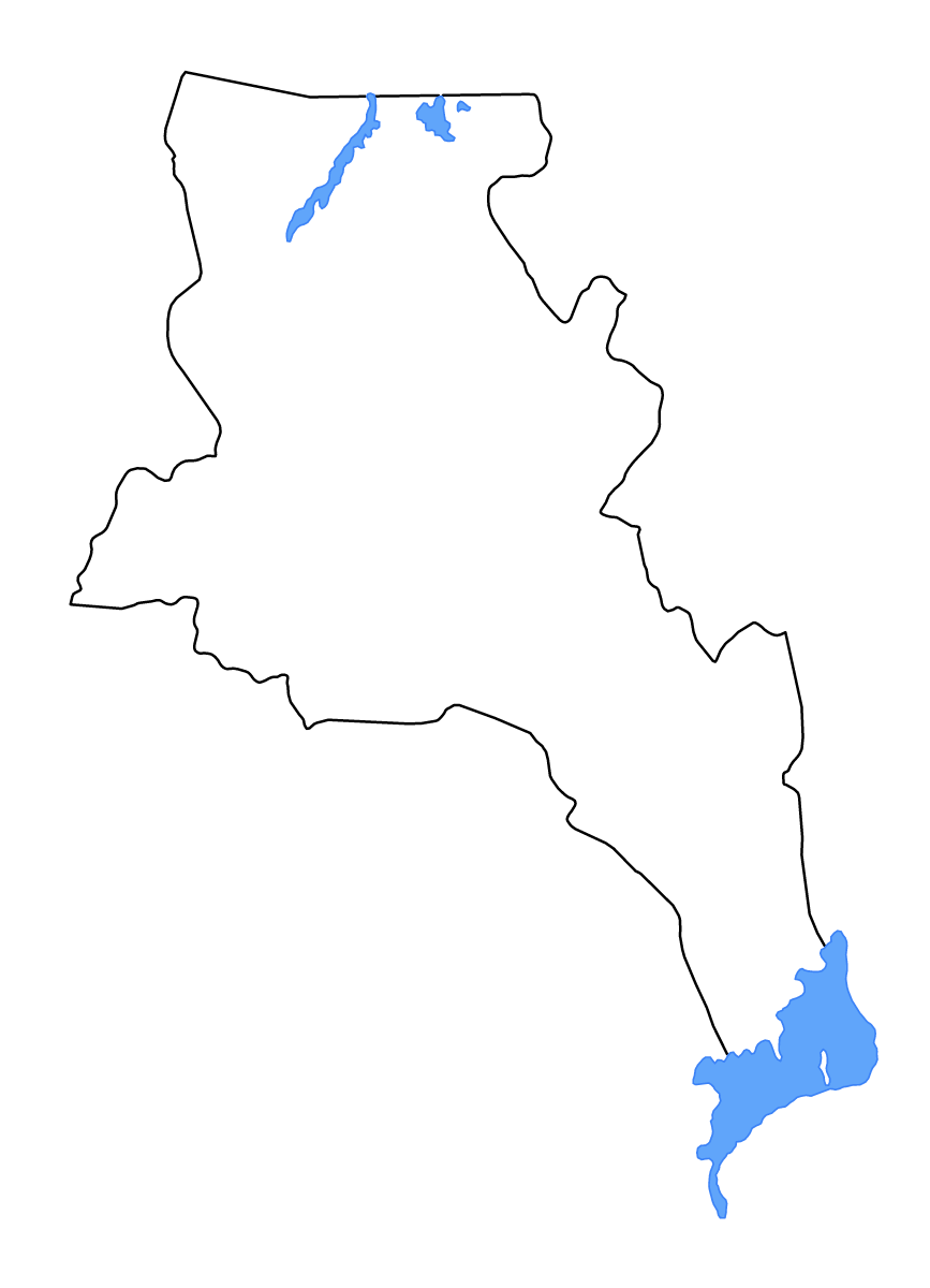 Mapa de contorno de Catamarca, Argentina con lagos y ríos.
