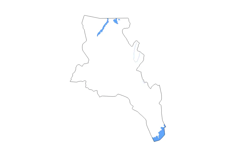Outline map of Catamarca, Argentina with subdivision borders and major lakes and rivers.