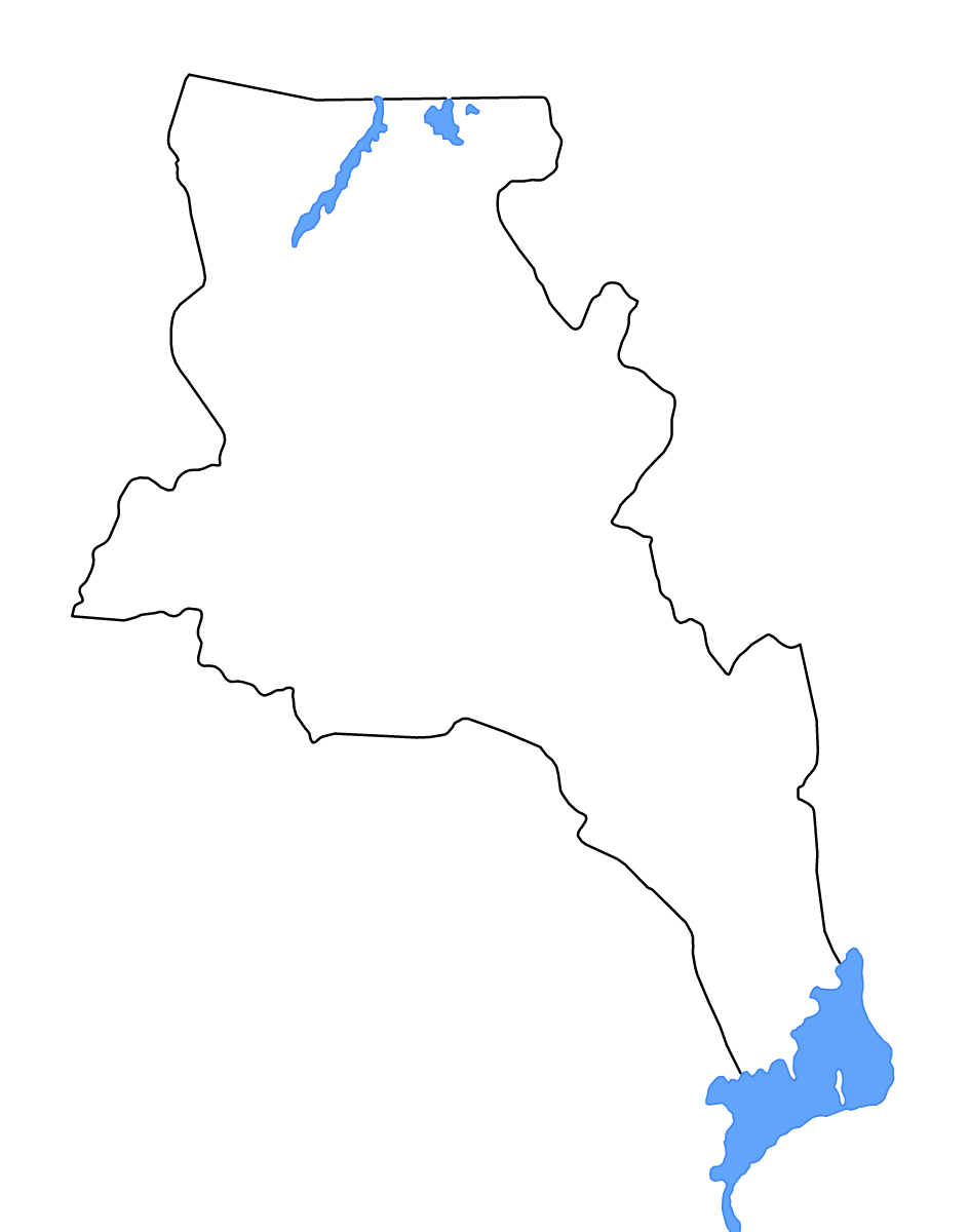 Mapa de contorno de Catamarca, Argentina con lagos y ríos.