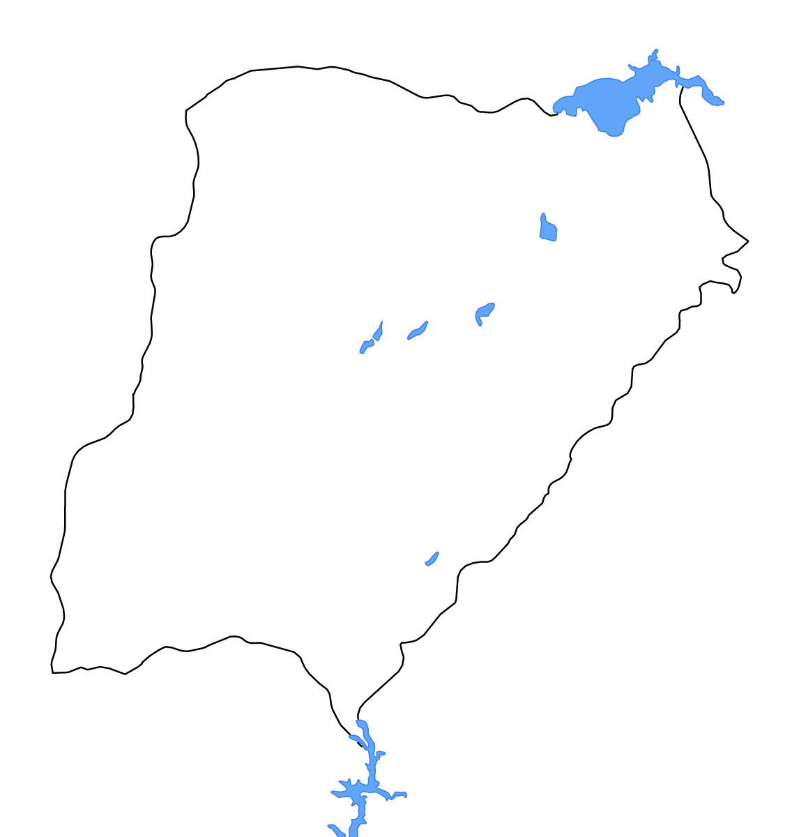 Mapa de contorno de Corrientes, Argentina con lagos y ríos.