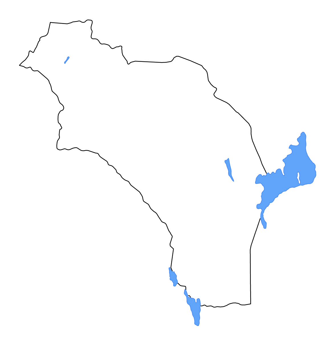 Mapa de contorno de La Rioja, Argentina con lagos y ríos.