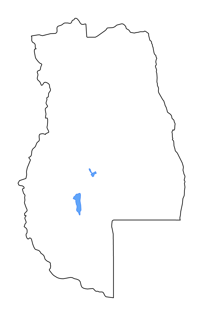 Mapa de contorno de Mendoza, Argentina con lagos y ríos.