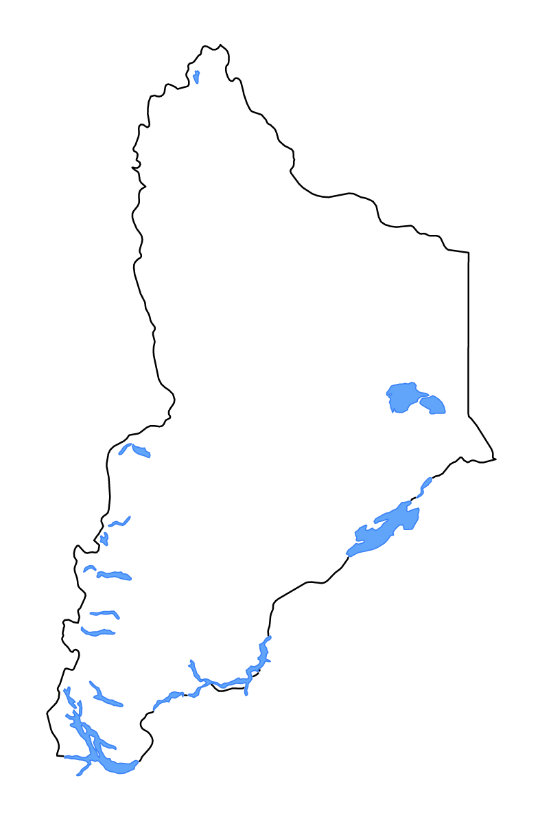 Mapa de contorno de Neuquén, Argentina con lagos y ríos.
