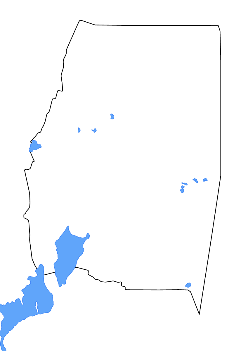 Mapa de contorno de Santiago del Estero, Argentina con lagos y ríos.