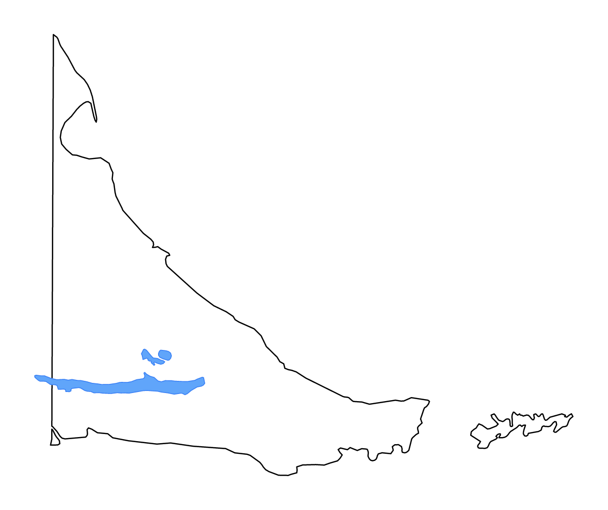 Mapa de contorno de Tierra del Fuego, Argentina con lagos y ríos.