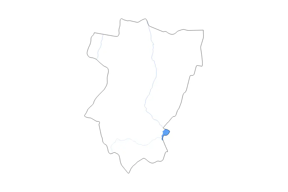 Outline map of Tucumán, Argentina with subdivision borders and major lakes and rivers.