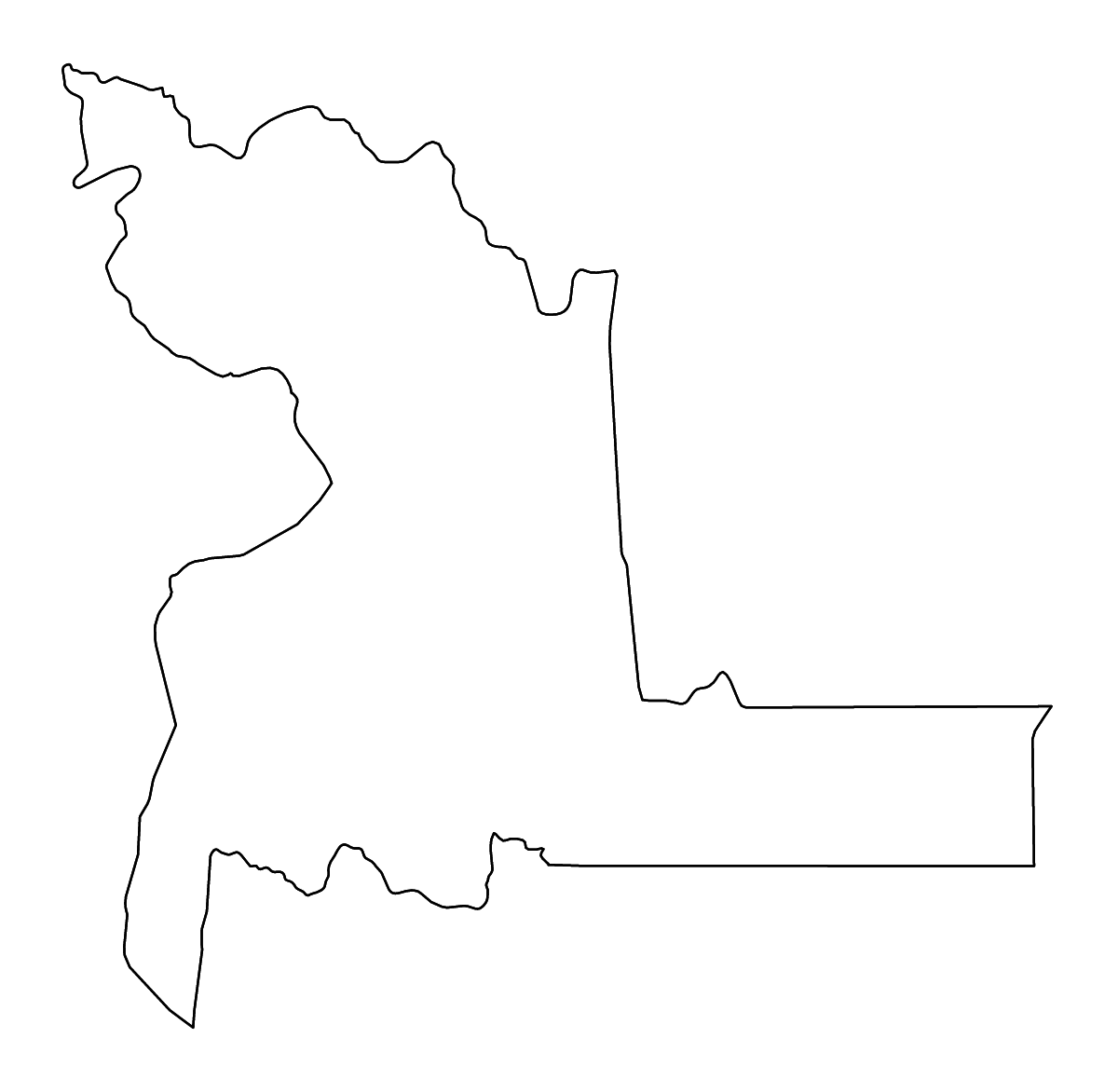 Mapa de contorno de Chuquisaca, Bolivia con ríos.