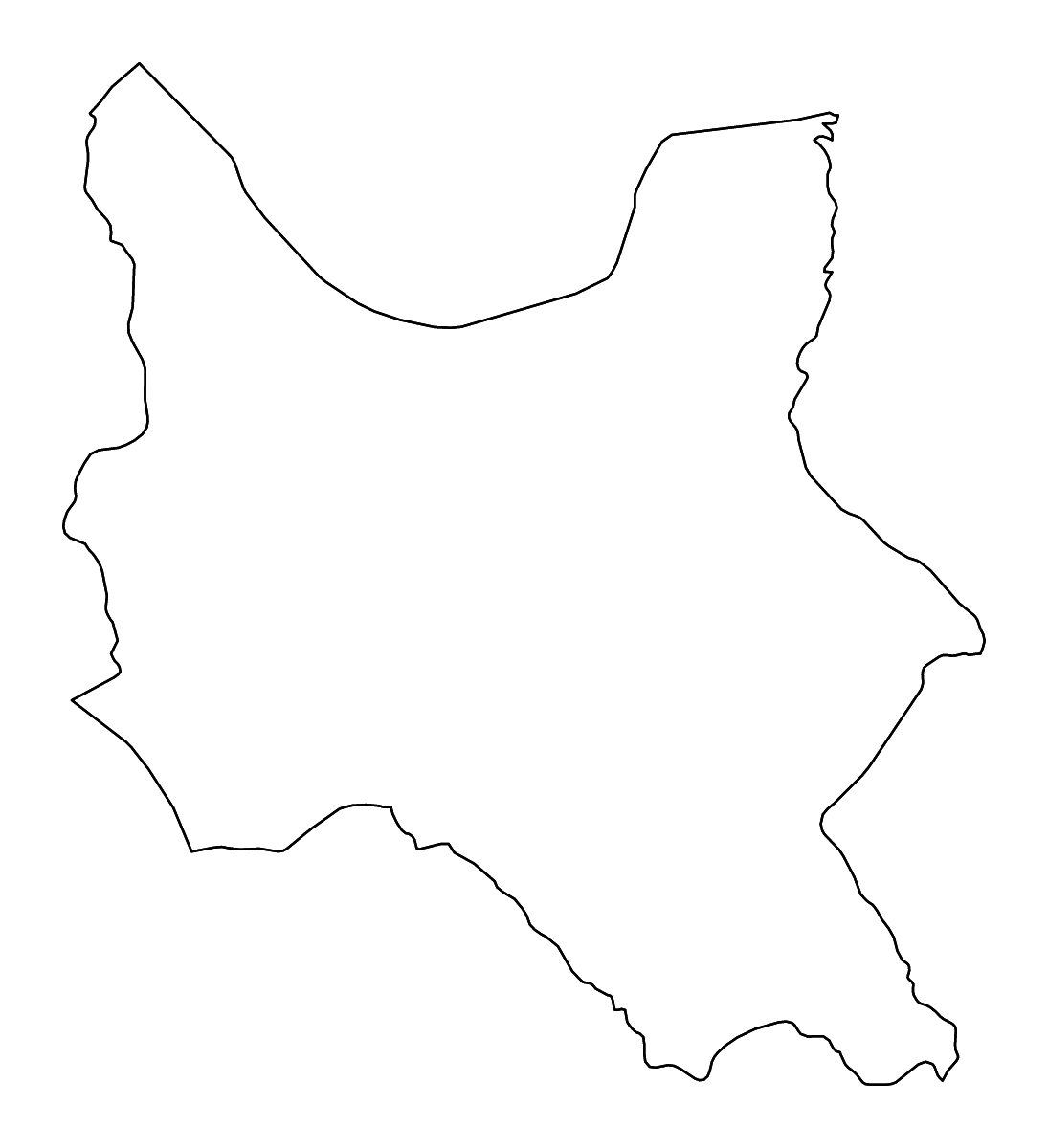 Mapa de contorno de Cochabamba, Bolivia con ríos.