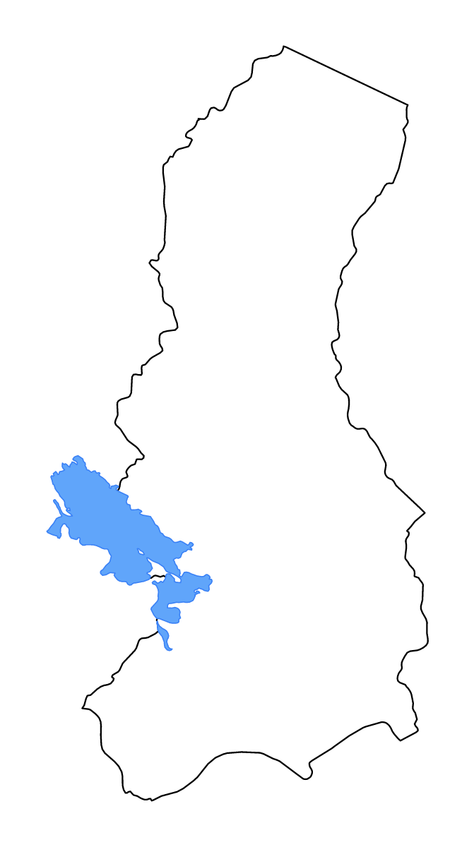 Mapa de contorno de La Paz, Bolivia con lagos y ríos.
