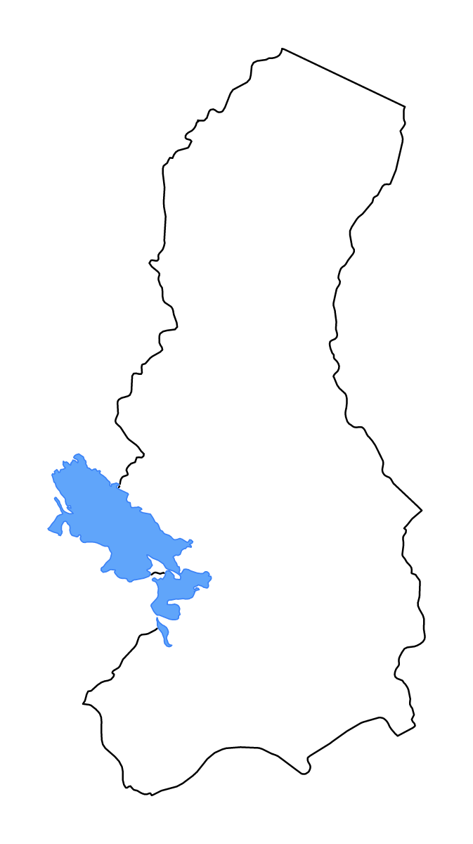 Mapa de contorno de La Paz, Bolivia con lagos y ríos.