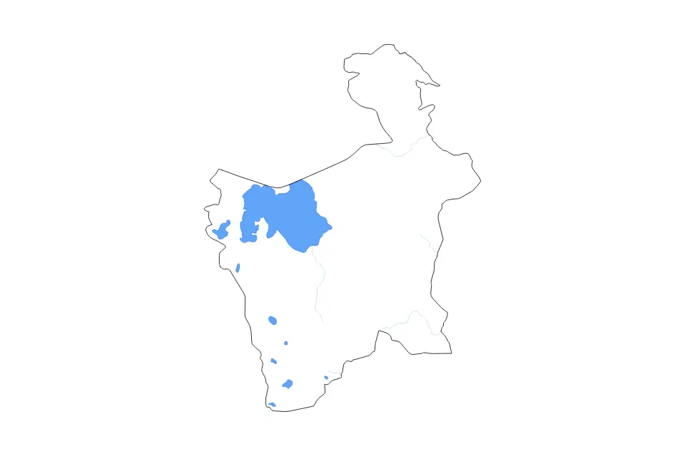 Mapa de Potosí, Bolivia de tipo contorno, lagos y ríos para América del Sur, con contorno, lagos y ríos con elementos de agua como Laguna Verde, Laguna Blanca, Laguna Coruto y Laguna Colorada.