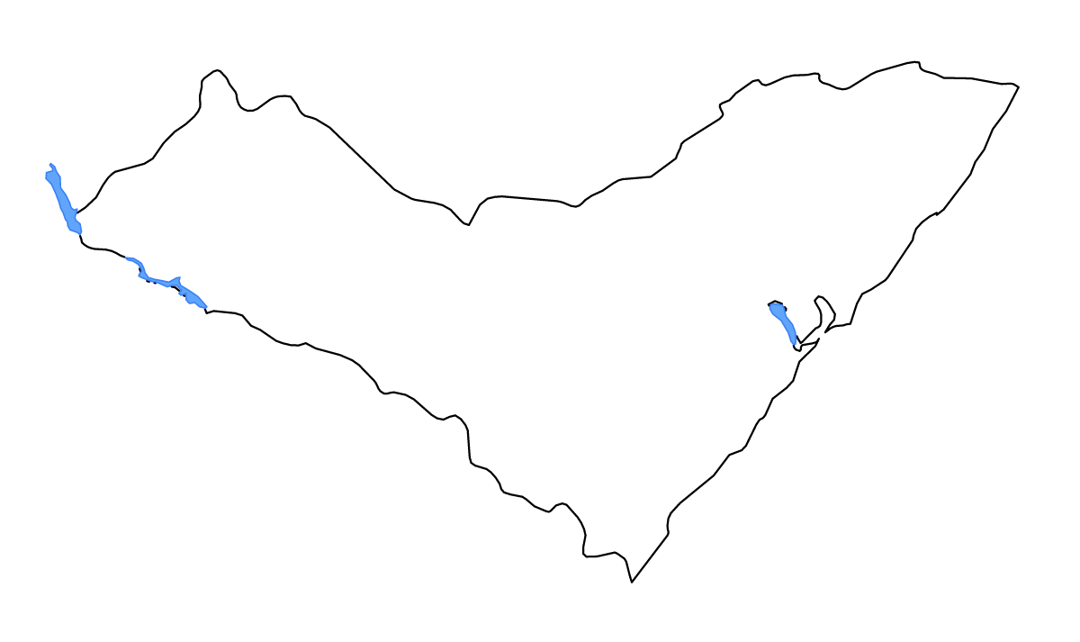 Mapa de contorno de Alagoas, Brazil con lagos y ríos.