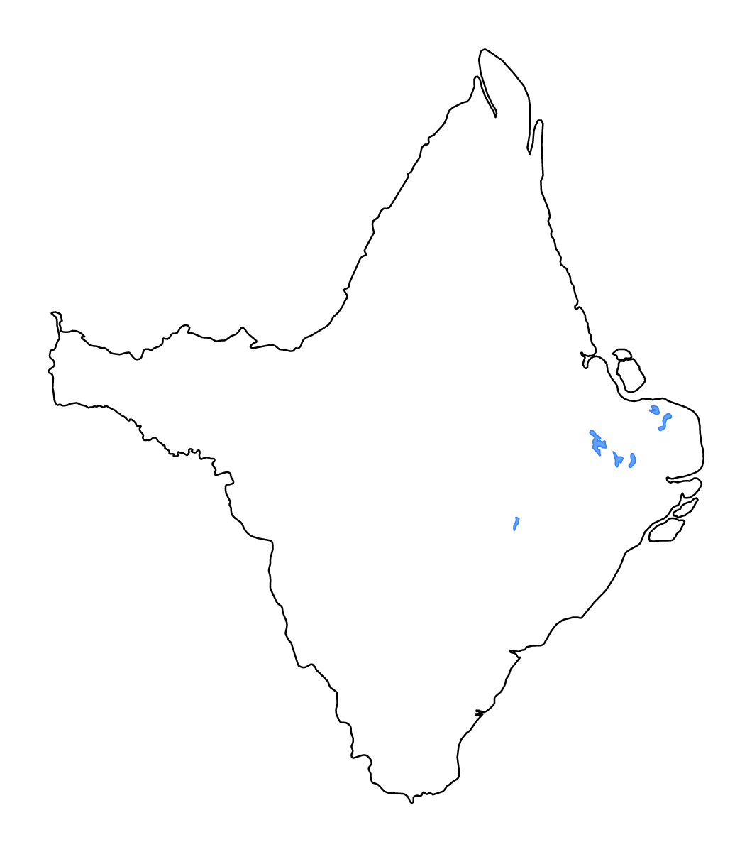 Mapa de contorno de Amapá, Brazil con lagos y ríos.