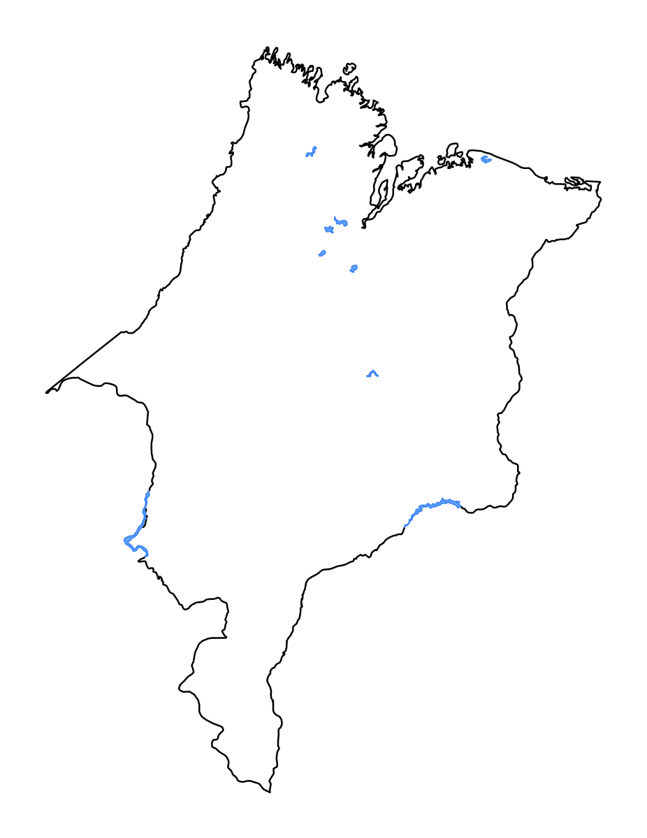 Carte de contour de Maranhão, Brazil avec lacs et rivières.