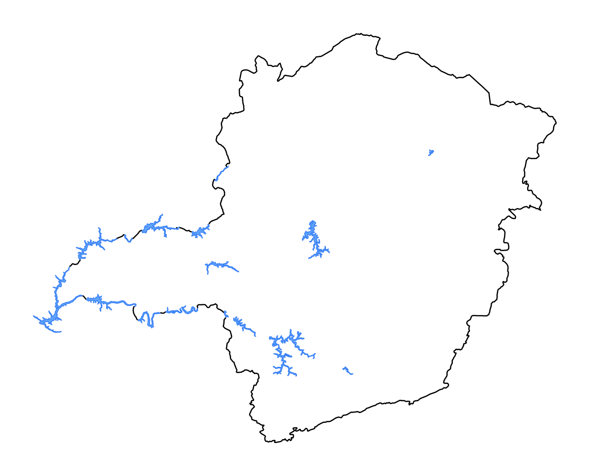 Carte de contour de Minas Gerais, Brazil avec lacs et rivières.