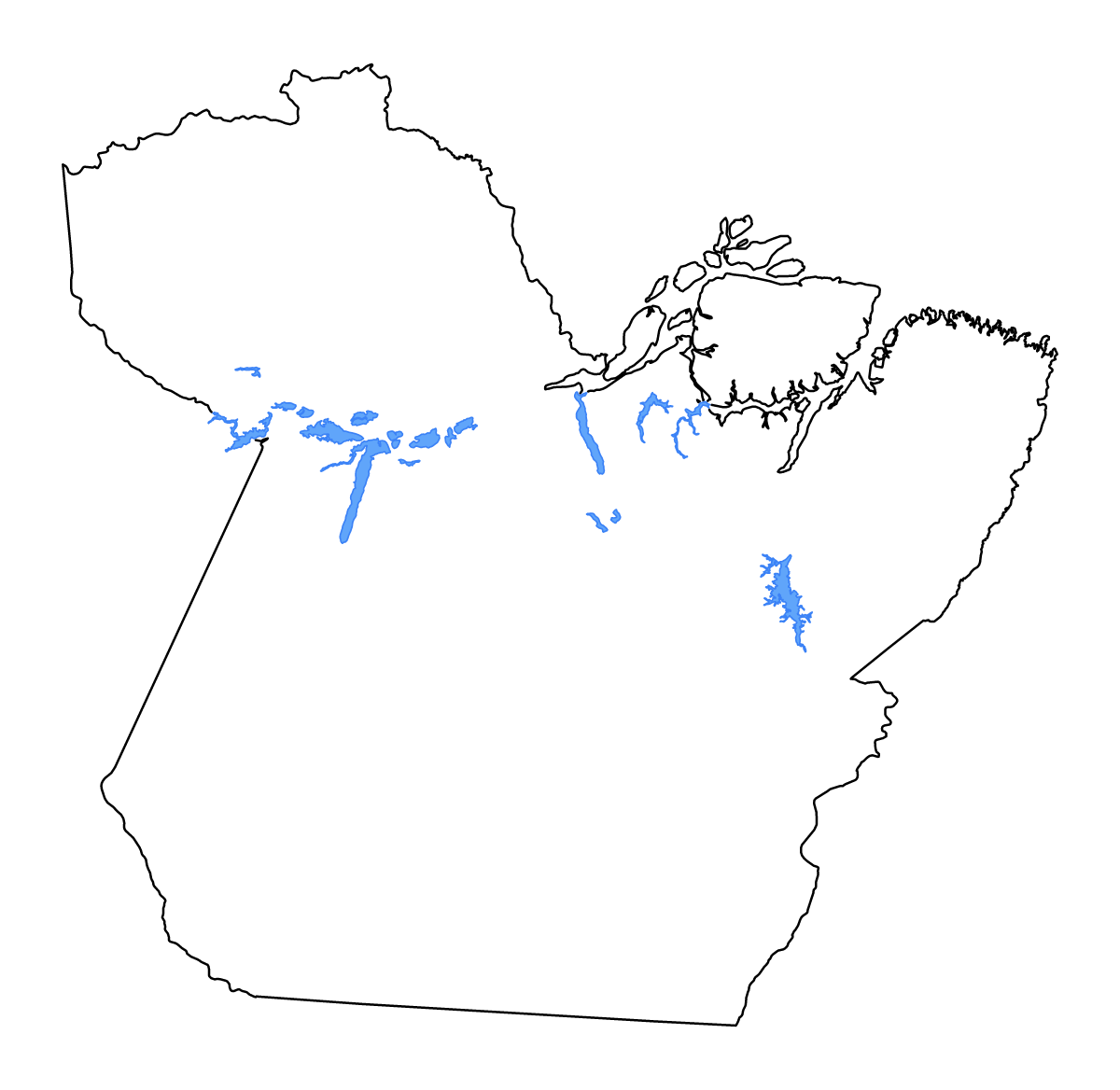 Mapa de contorno de Pará, Brazil con lagos y ríos.