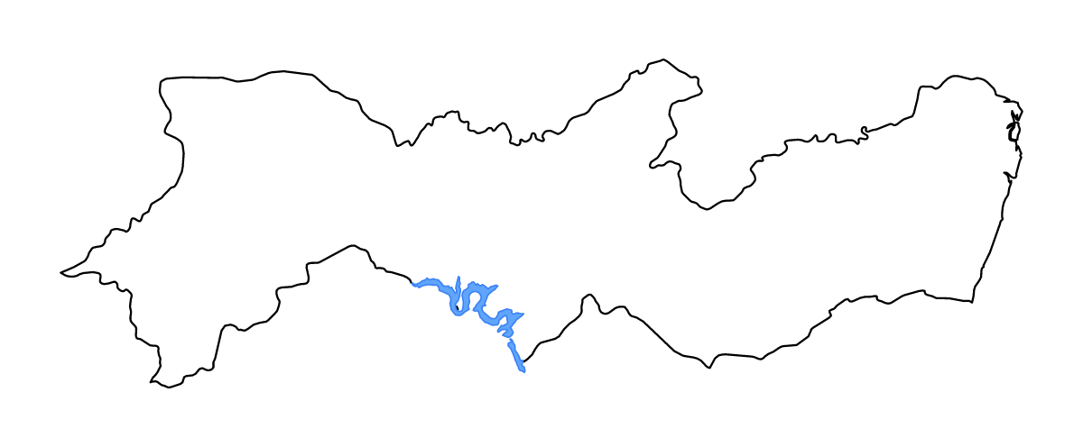 Mapa de contorno de Pernambuco, Brazil con lagos y ríos.