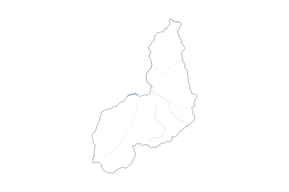 Outline map of Piauí, Brazil with subdivision borders and major lakes and rivers.