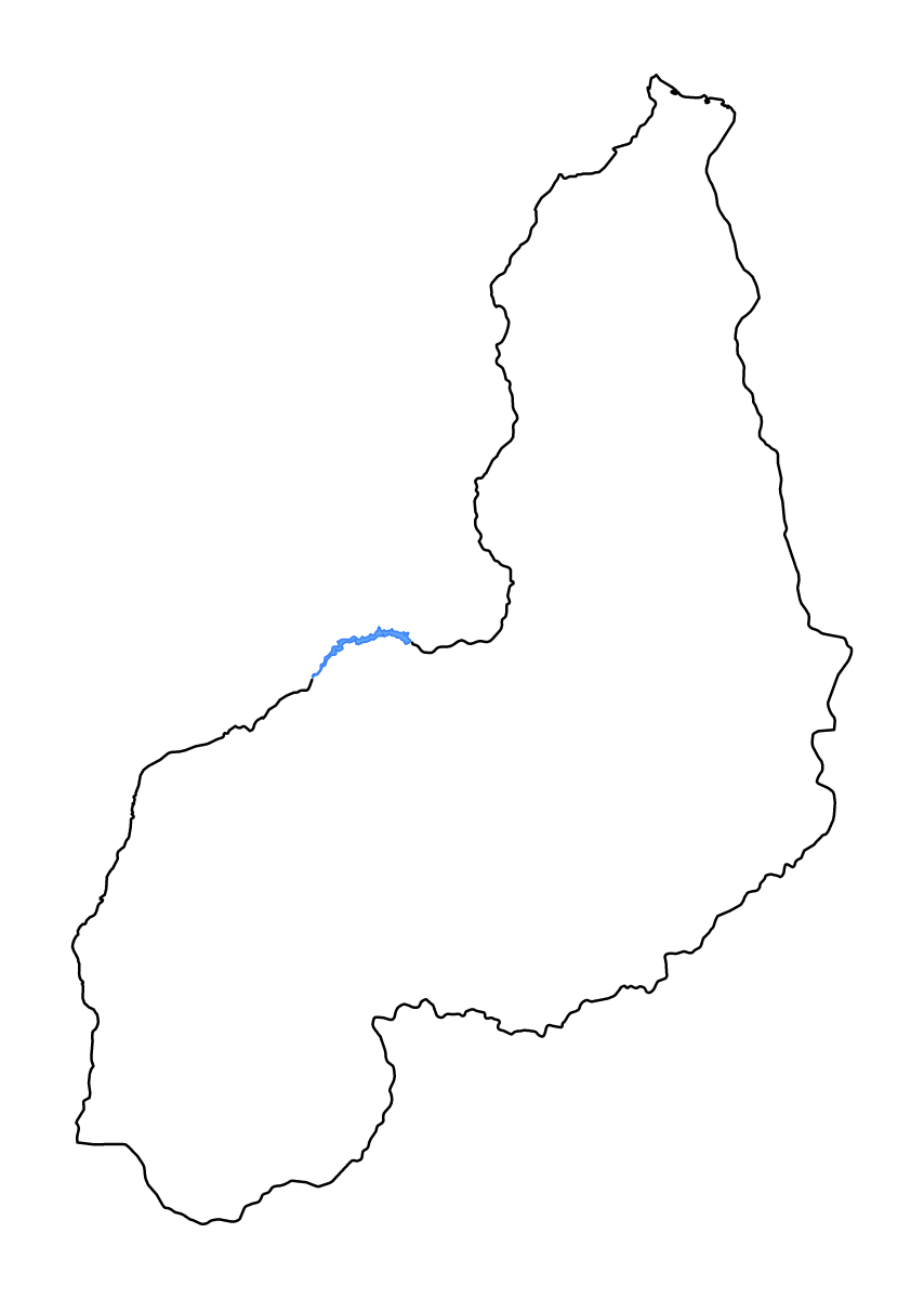 Mapa de contorno de Piauí, Brazil con lagos y ríos.