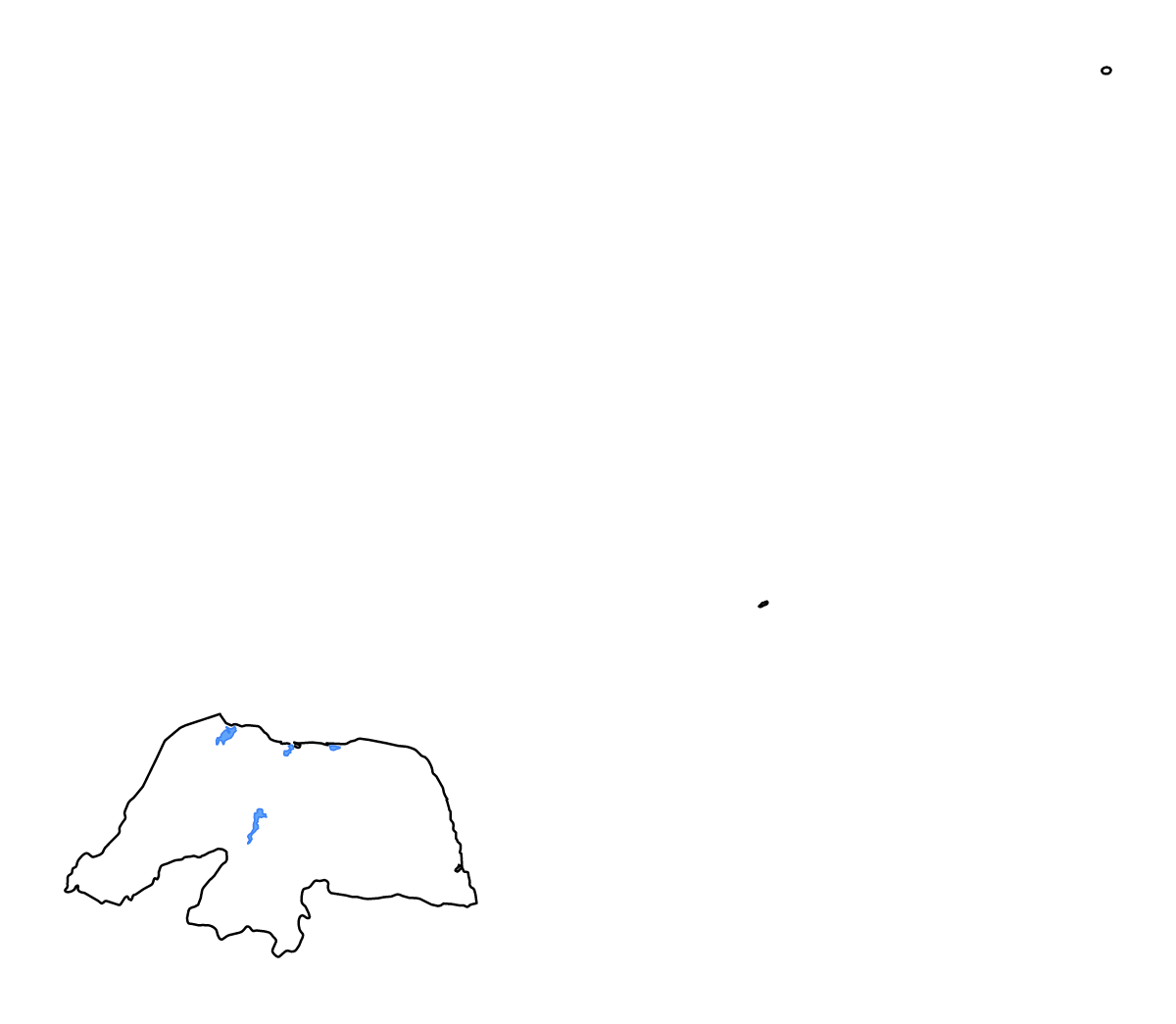 Mapa de contorno de Rio Grande do Norte, Brazil con lagos y ríos.