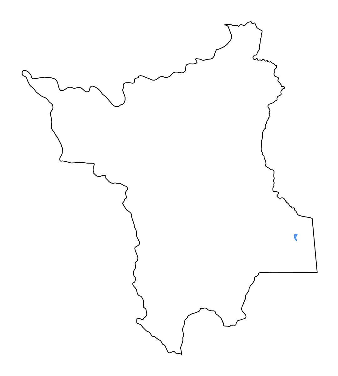 Mapa de contorno de Roraima, Brazil con lagos y ríos.