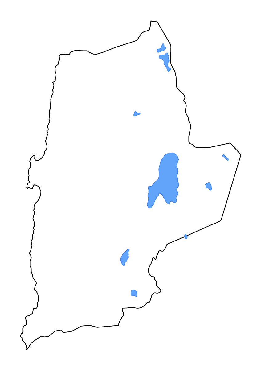 Outline map of Antofagasta, Chile with lakes and rivers.