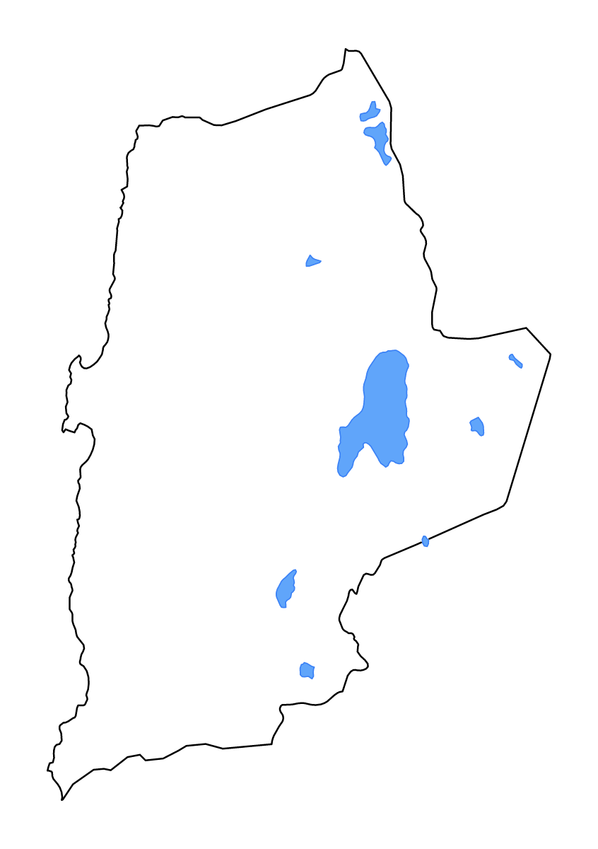 Mapa de contorno de Antofagasta, Chile con lagos y ríos.