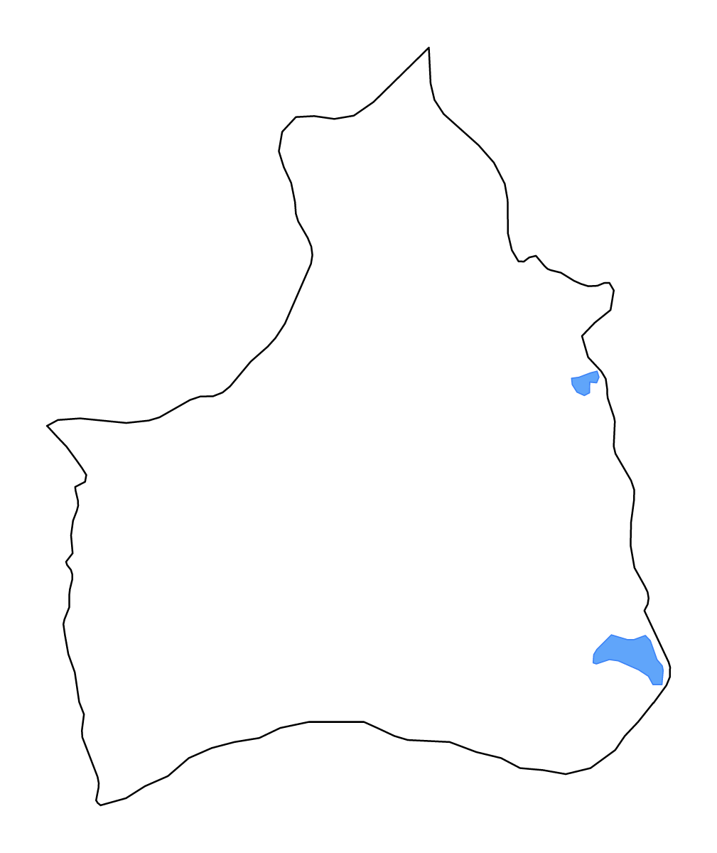 Mapa de contorno de Arica y Parinacota, Chile con lagos y ríos.