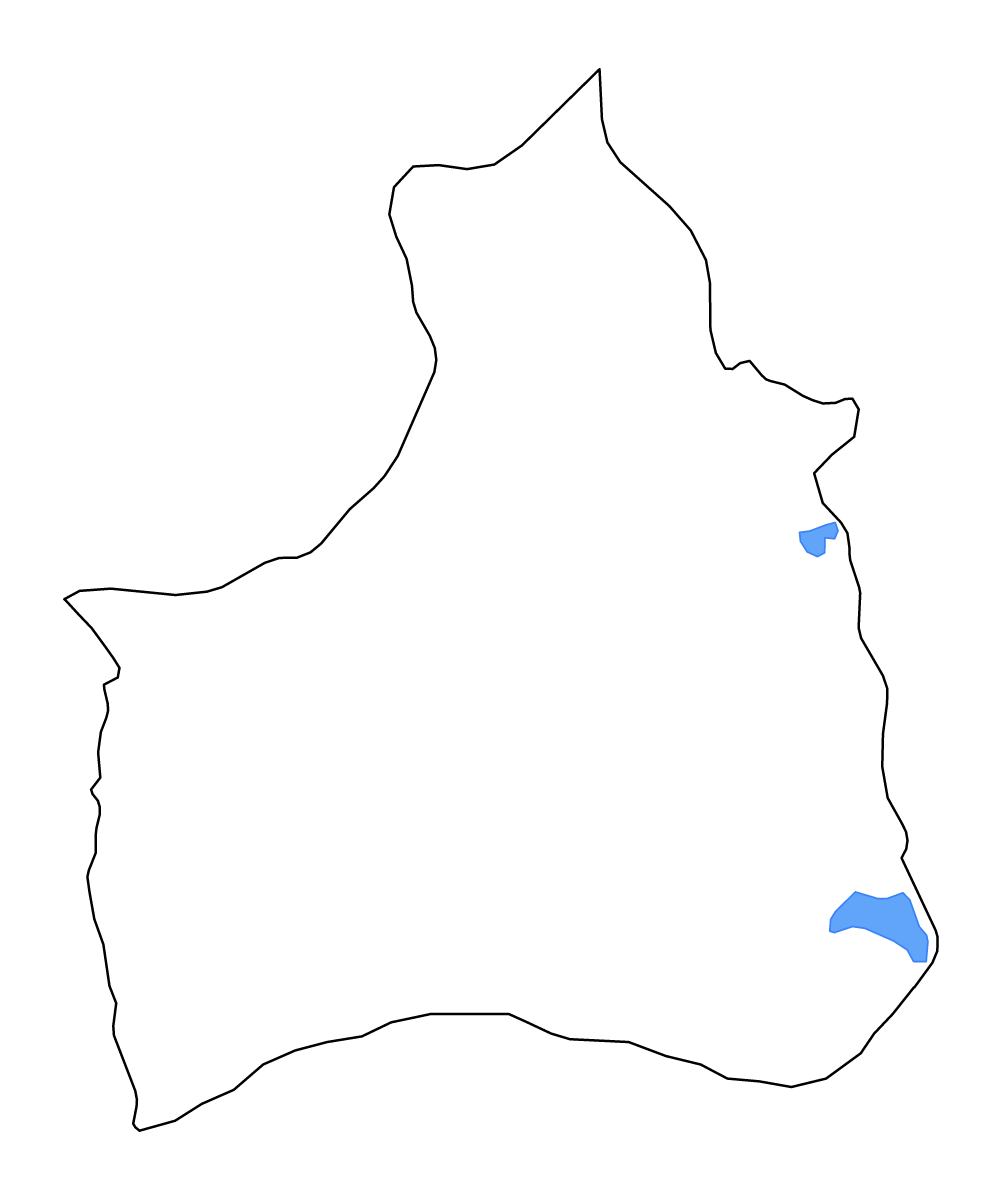 Mapa de contorno de Arica y Parinacota, Chile con lagos y ríos.