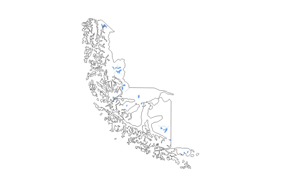 Mapa de Magellan and the Chilean Antarctic, Chile de tipo contorno, lagos y ríos para América del Sur, con contorno, lagos y ríos con elementos de agua como Lago Ofhidro, Lago Fagnano y Lago Navarino.