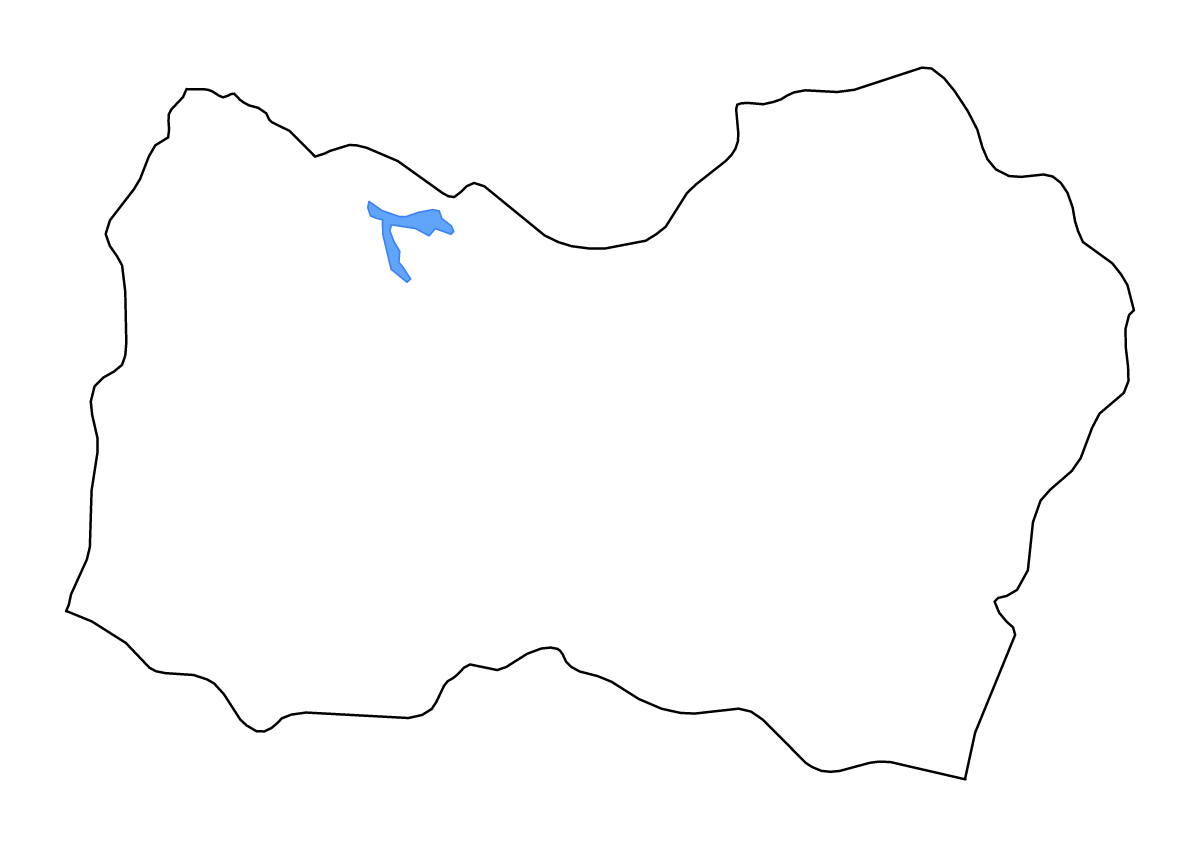 Mapa de contorno de O'Higgins, Chile con lagos y ríos.