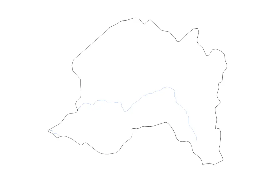 Outline map of Santiago, Chile with subdivision borders and rivers.