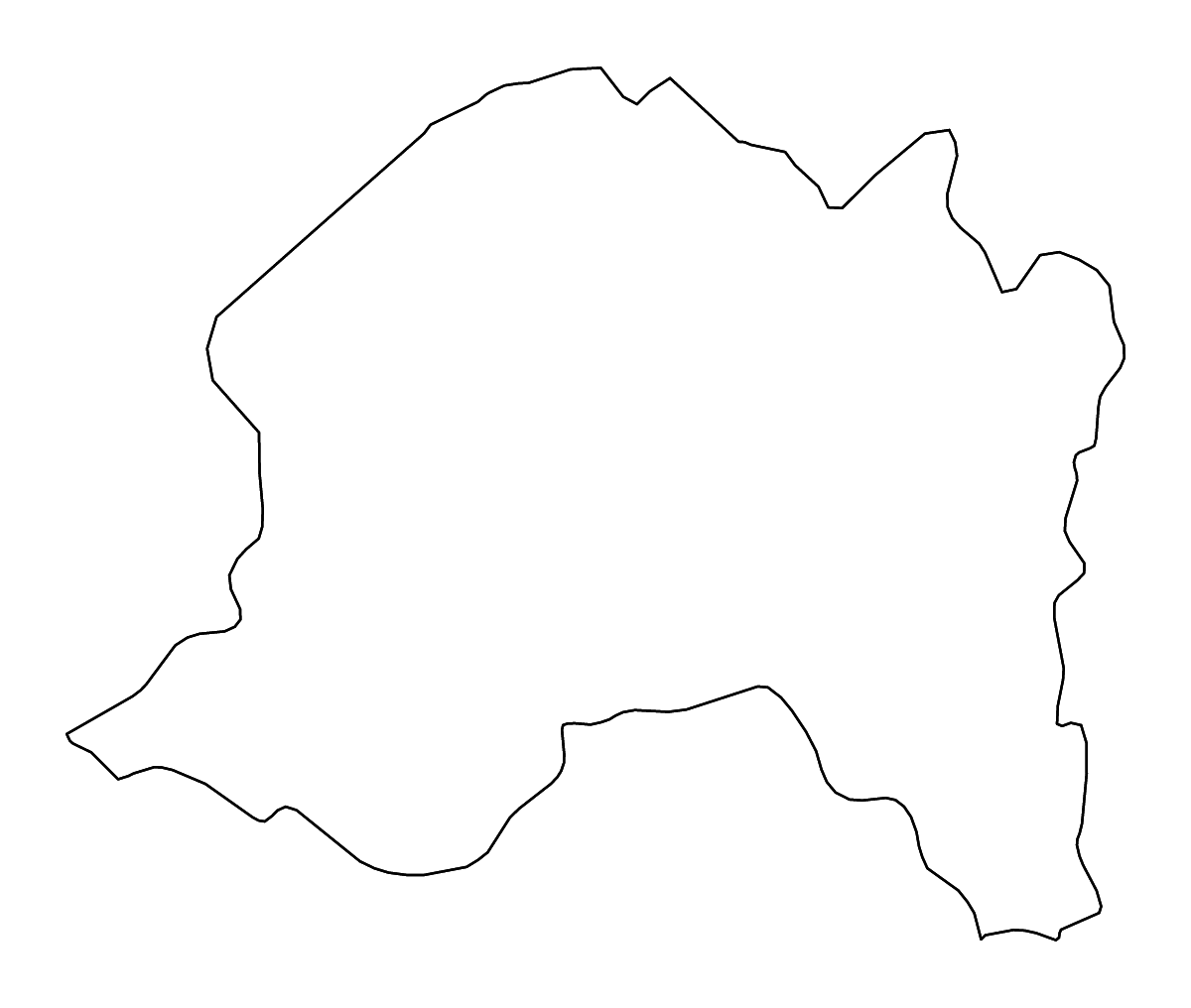 Mapa de contorno de Santiago, Chile con ríos.