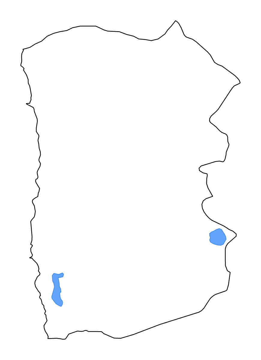 Carte de contour de Tarapacá, Chile avec lacs et rivières.