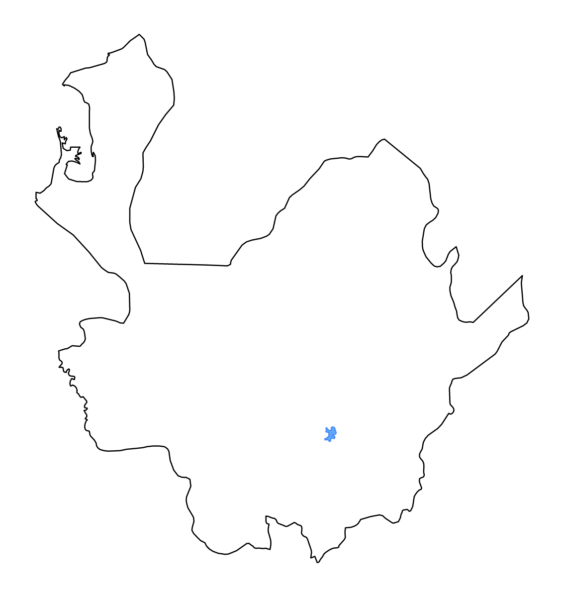 Mapa de contorno de Antioquia, Colombia con lagos y ríos.