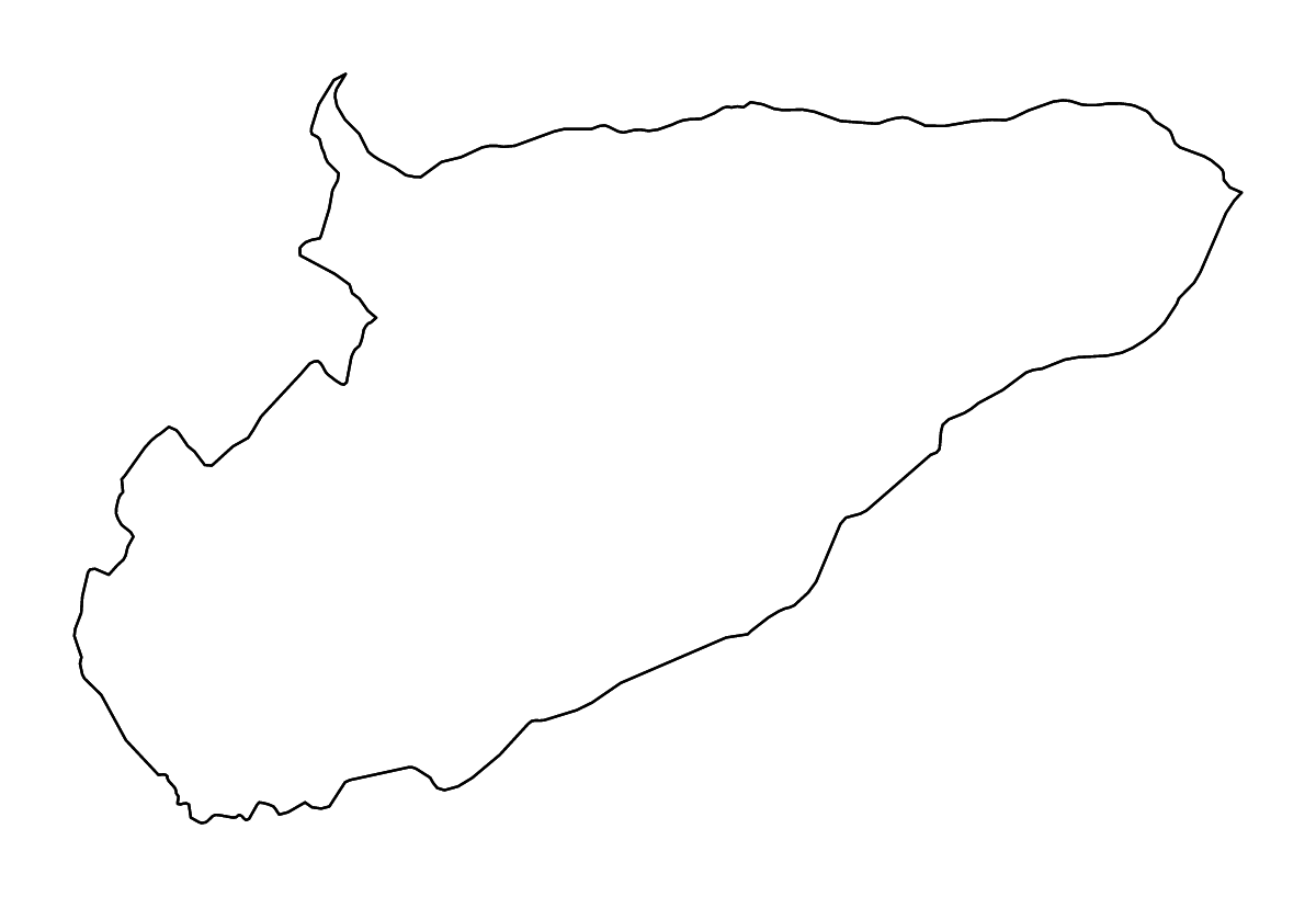 Mapa de contorno de Casanare, Colombia con ríos.